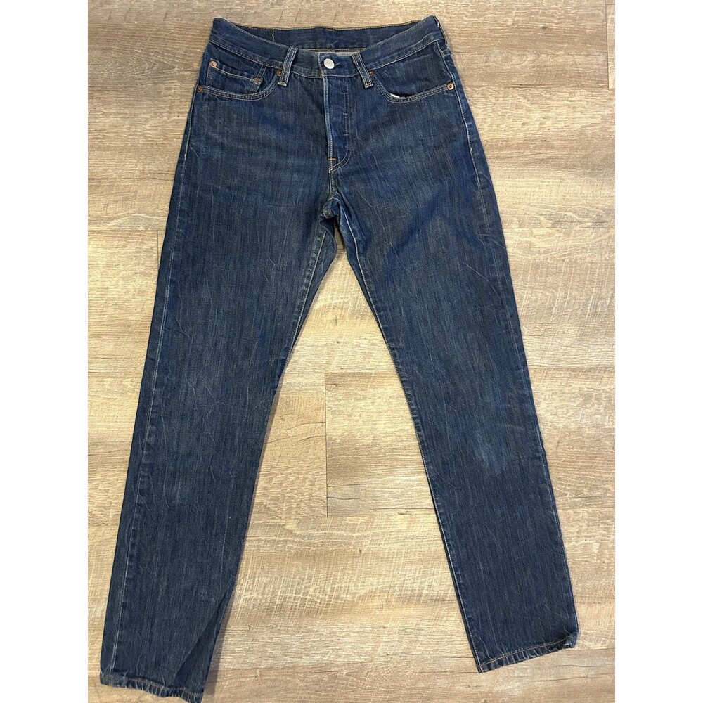 Levis 501 Original Women Straight Jeans Size 27x32 Dark Wash Blue Button Fly